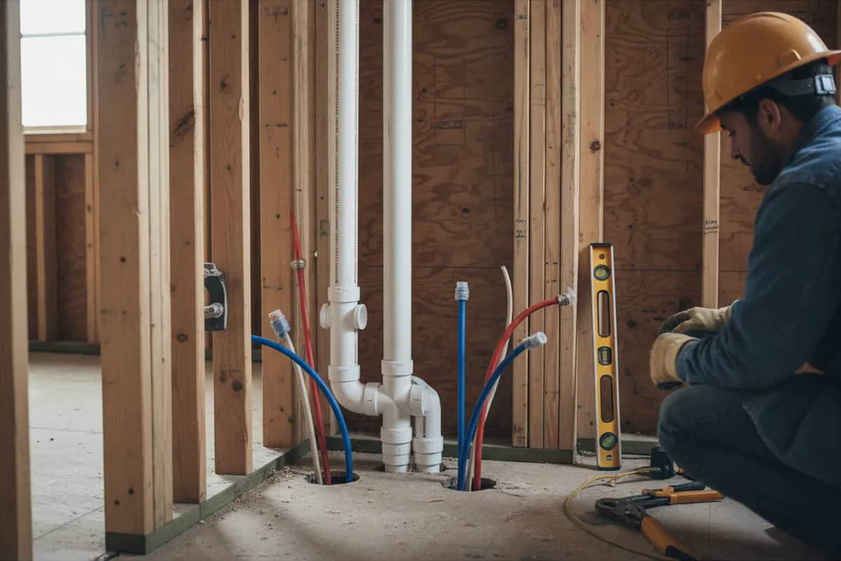 Drain and supply rough-in during Garbage Disposal Repair in Plymouth
